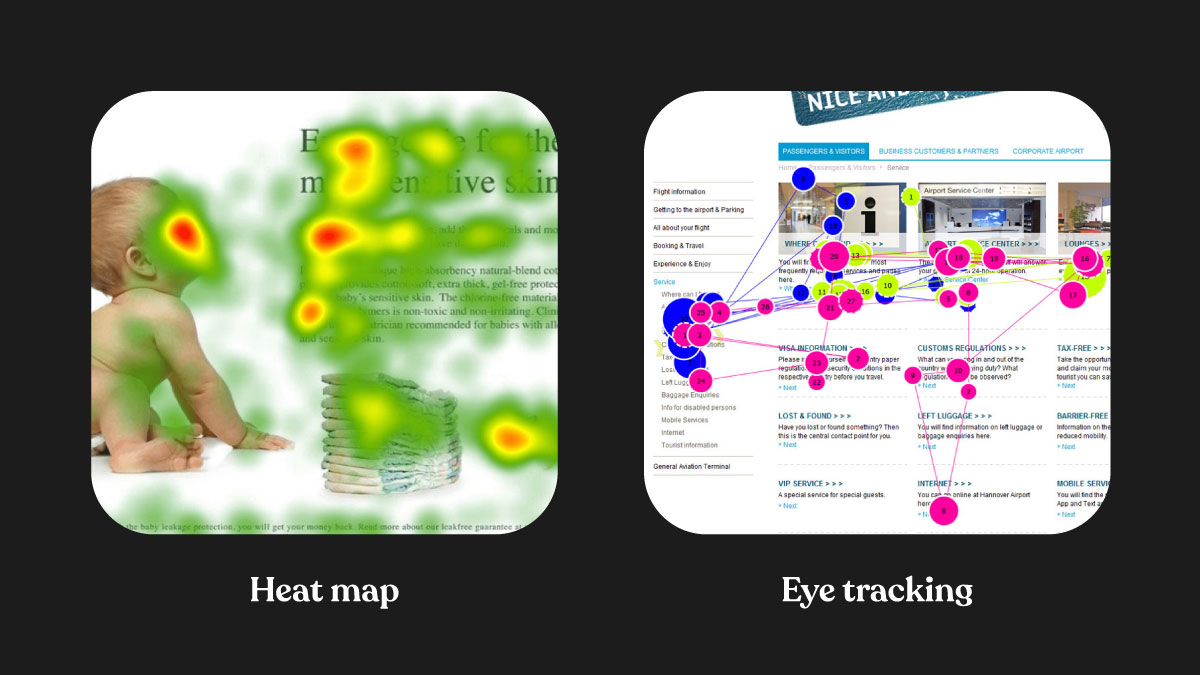 Heat mapping and eye tracking in user testing