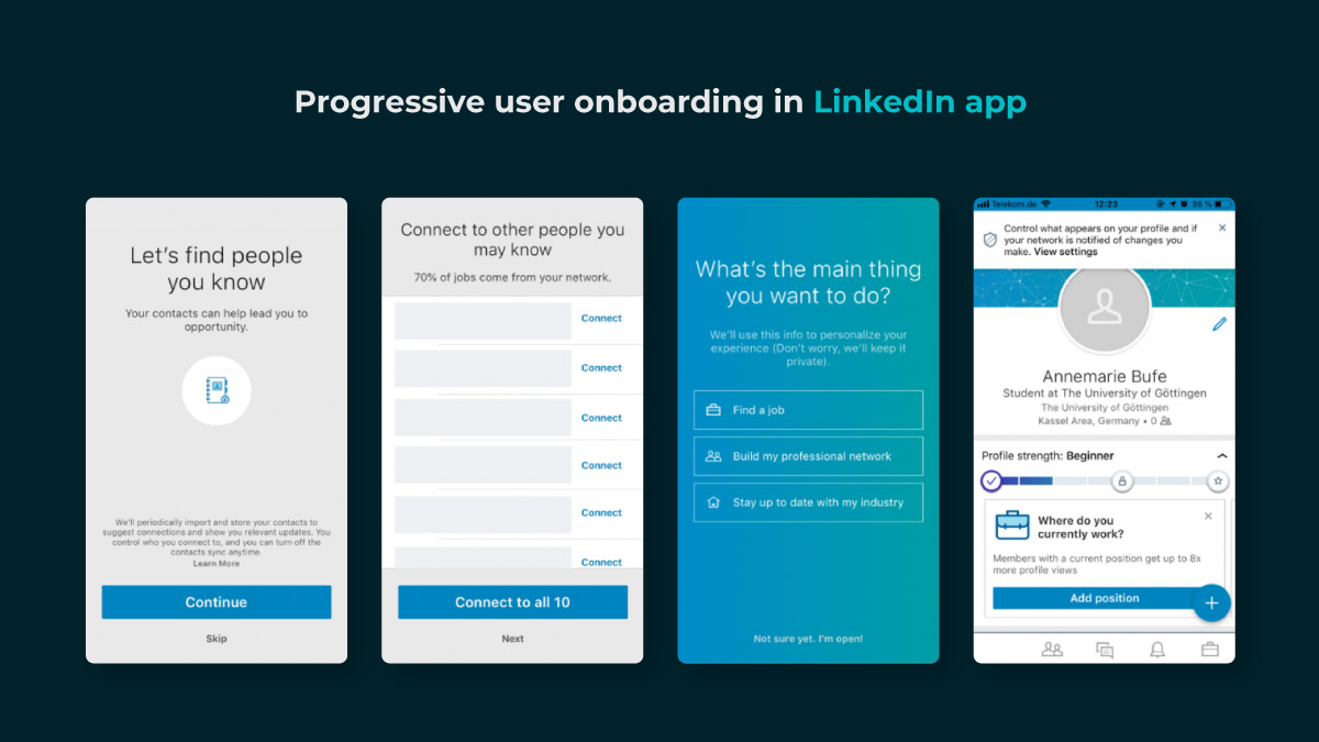 Linkedin: progressive user onboarding