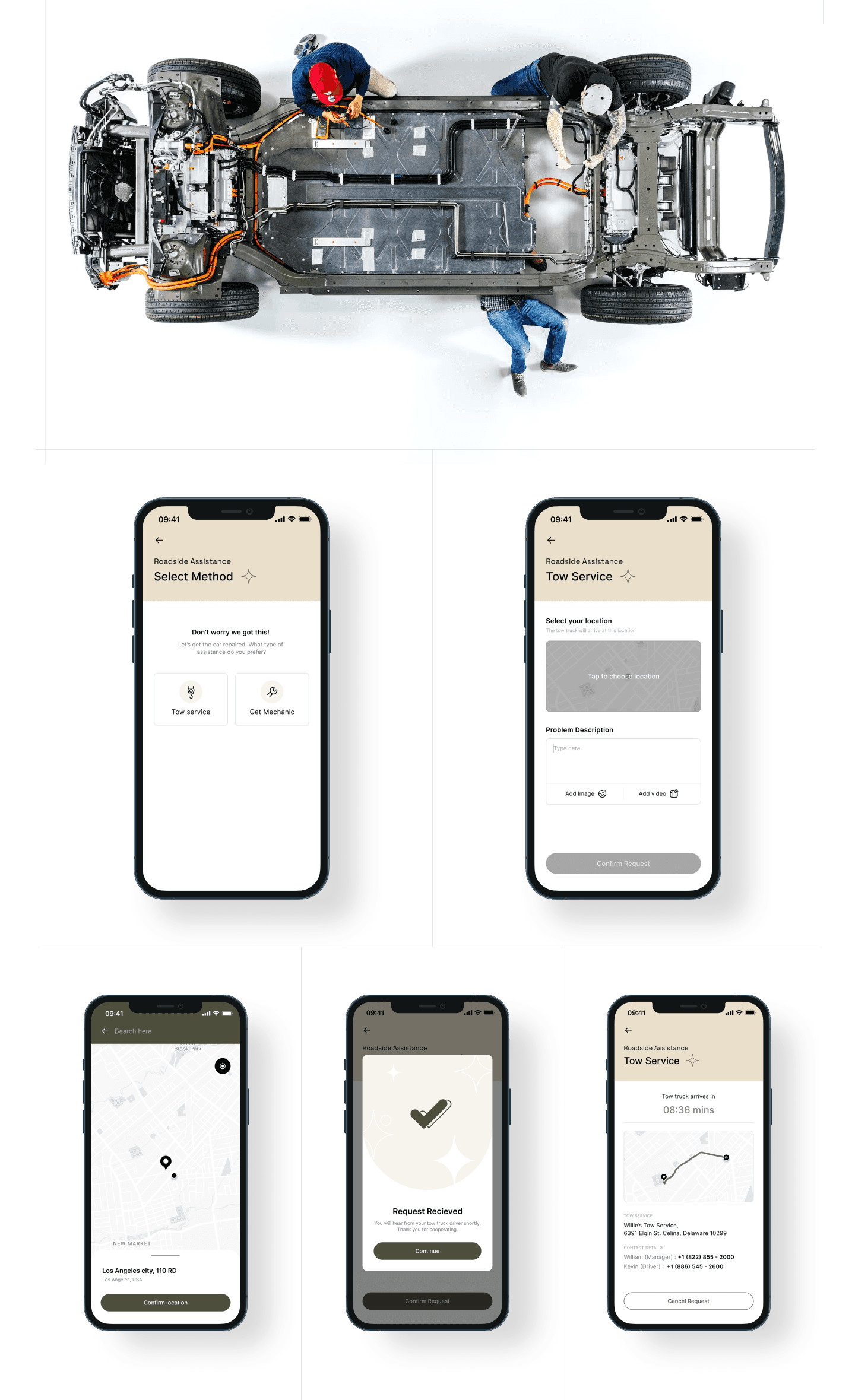 Electric Car Commute App UX/UI Case Studies Rivian Roadside assistance and periodic maintenance | WowMakers