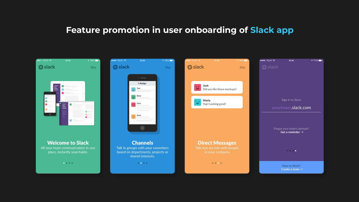 Slack: Onboarding UX designed to promote important app features